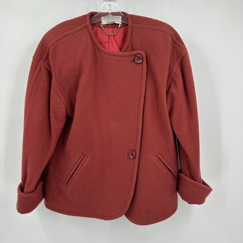 Bradley Michael for Neiman Marcus Women Wool Coat Size 10 Vintage Old Money Rust